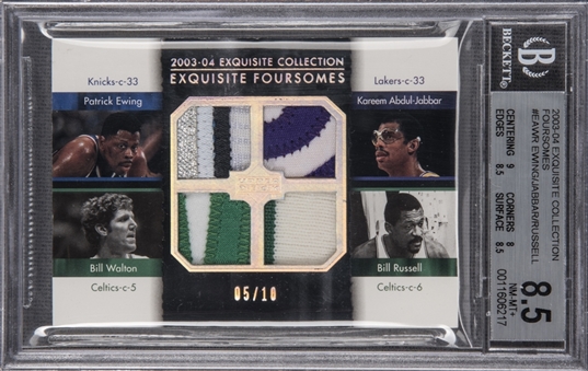 2003-04 UD "Exquisite Collection" Foursomes #EAWR Ewing/Abdul-Jabbar/Walton/Russell (#05/10) - BGS NM-MT+ 8.5
